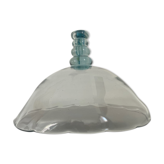 Cloche à plat en verre bleuté
