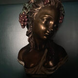 Sculpture, bust of a young woman / bacchante - 45 cm - Bronze