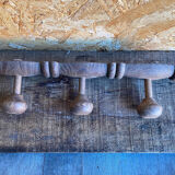 Vintage Wall Coat Rack x3 Wooden 1960s #D885
