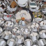 Vintage aluminum + glass pendant light