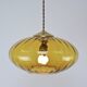 Mid-Century Brass and Amber Glass Pendant Lamp