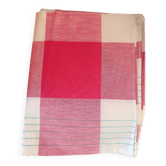 Rectangular country style tablecloth. Red tiles. Thick cotton.
