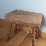 Upcycled brutalist stool, side table, bedside table in solid oak