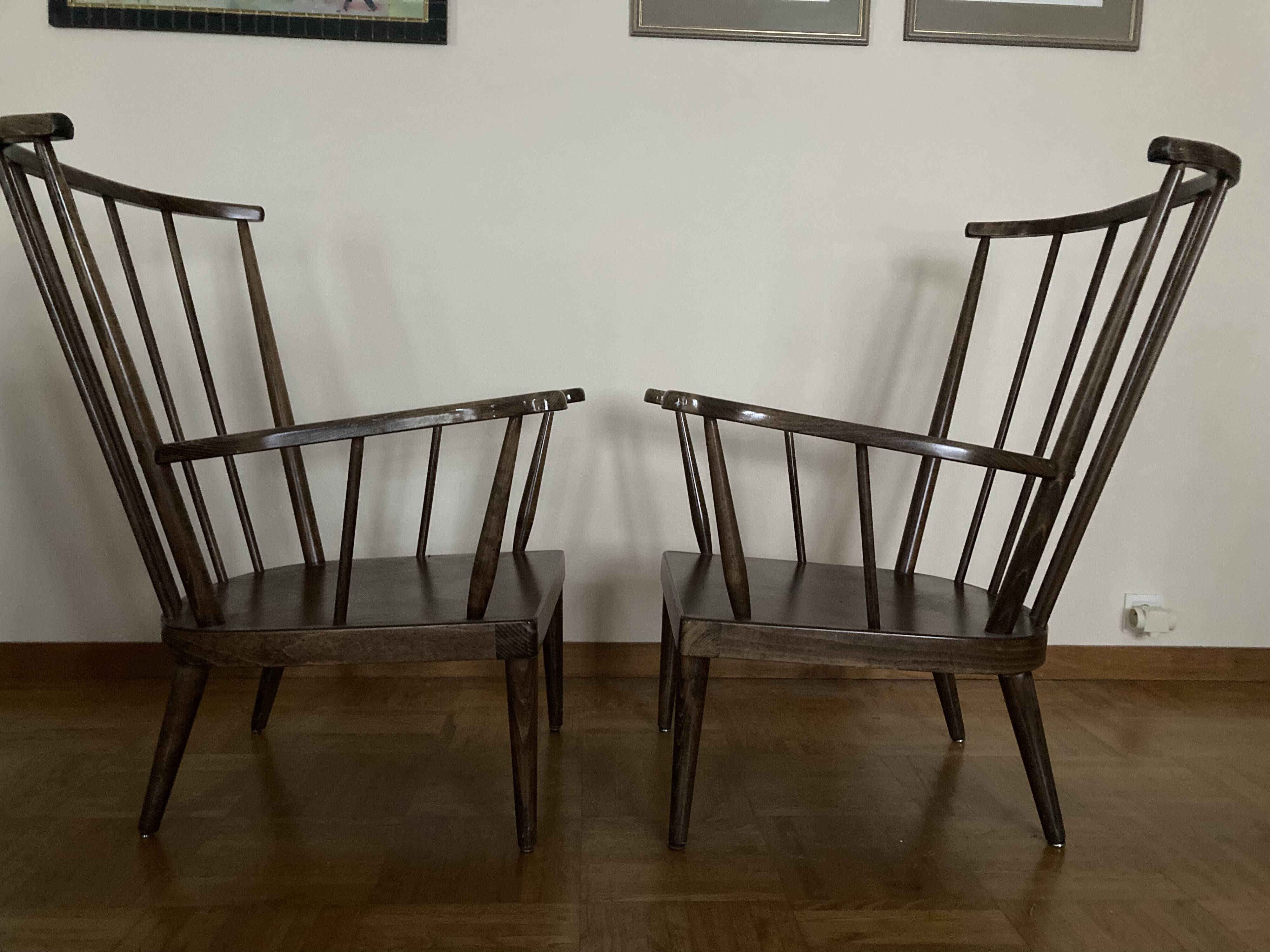 Pair of Baumann armchairs with cushions