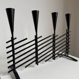 Vintage brutalist candelabrum in black metal