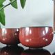 Duo de coupelles vintage en céramique rouge émaillée
