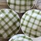 4 assiettes creuses vintage en faïence Moulin Des Loups modèle Nappe vert