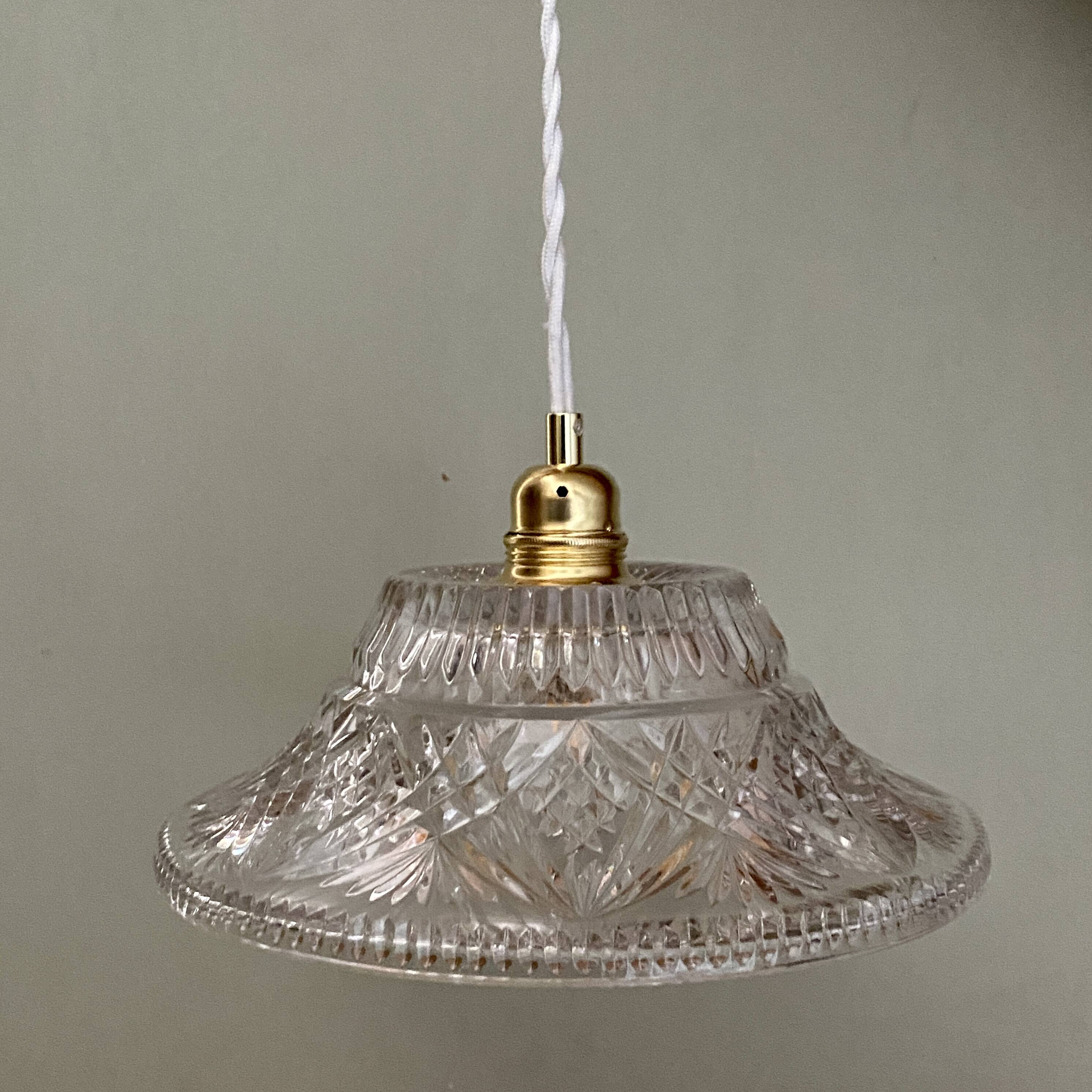 Vintage molded glass lampshade pendant light - tableware collection -