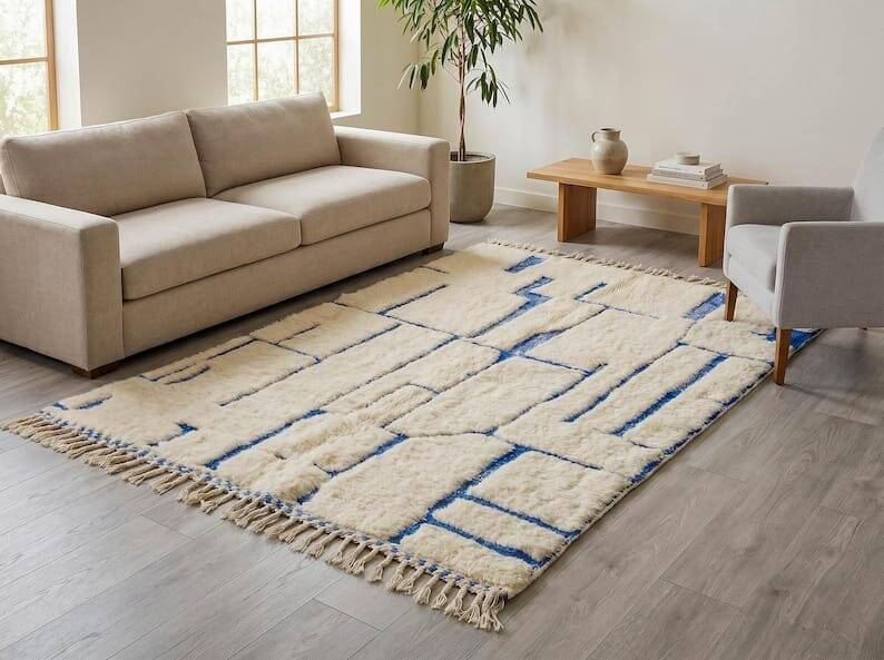 Tapis Beni Ouraine marocain traditionnelle artisanale taille 2/3 m