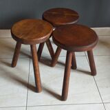 Lot de 3 tabourets à traire anciennes
