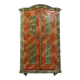 Armoire de mariée peinte à l'art populaire