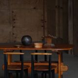 Primitive Swedish oval dining table in pine, early 20th century.