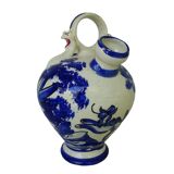 Gargoulette vintage espagnole en céramique bleue et blanche