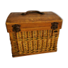 Old wooden and wicker box or small trunk