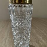 Vintage vase in chiseled Bohemian crystal and brass