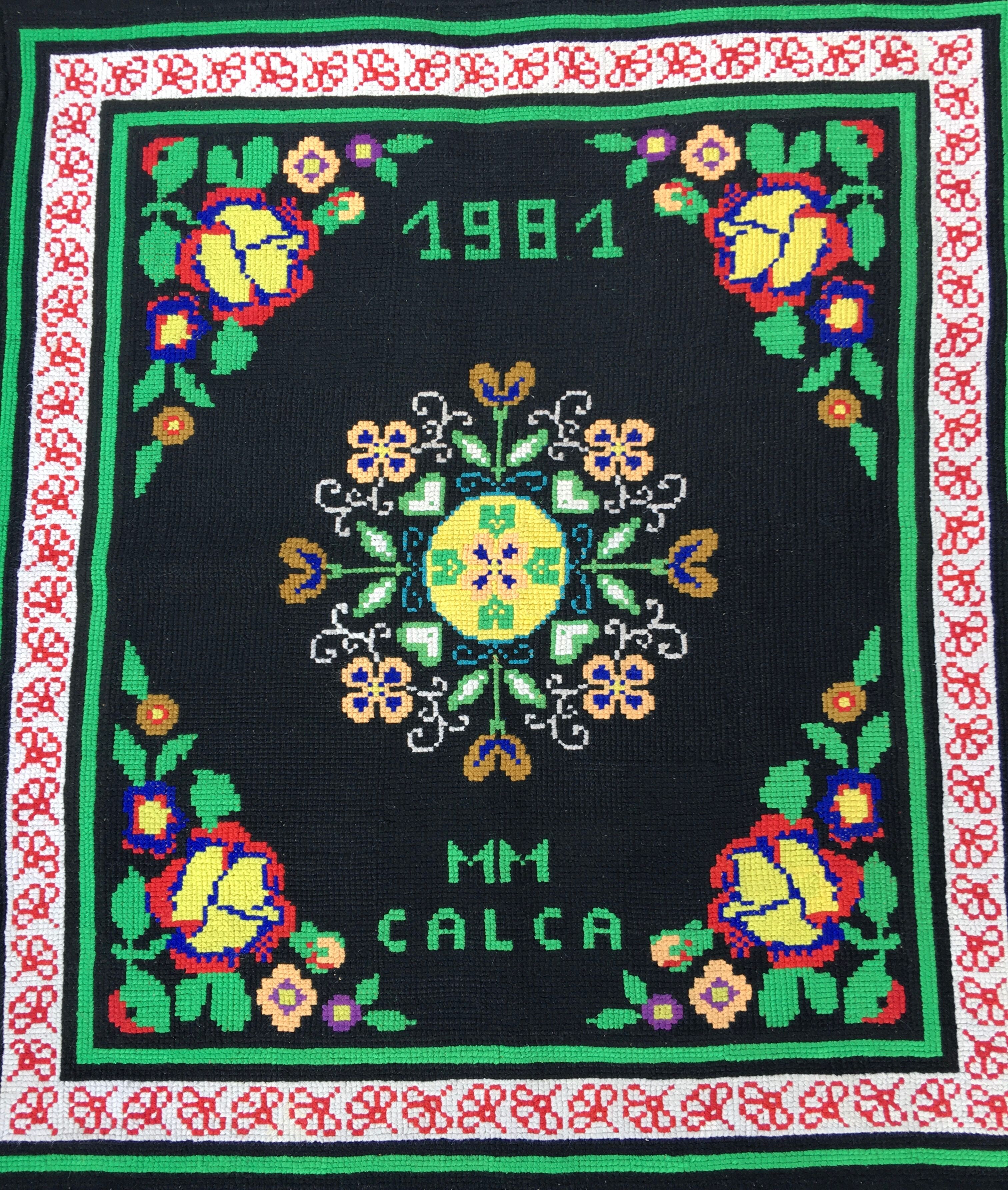 Carpet, drapery, vintage wool tapestry 87x115cm