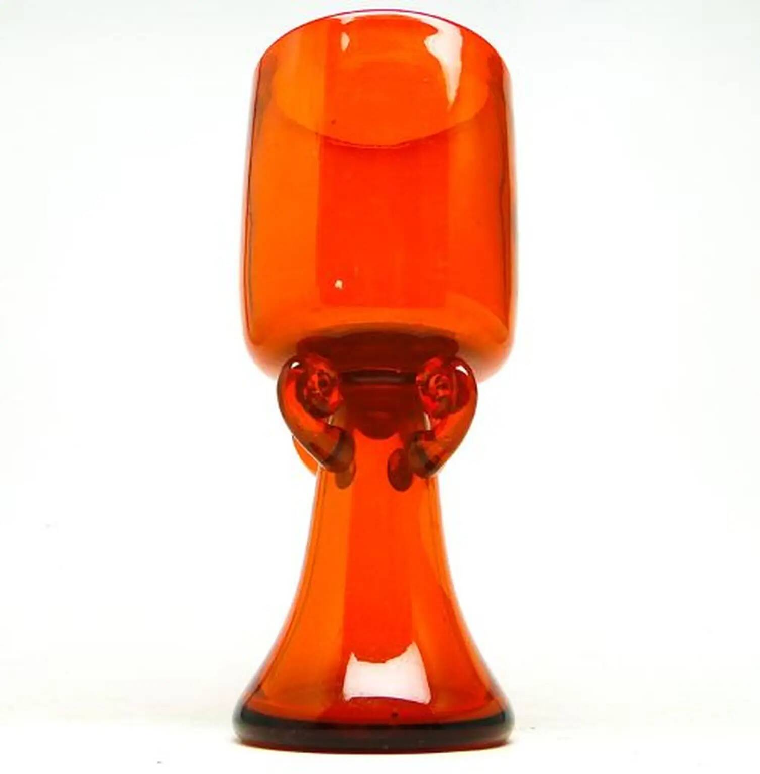Krakow goblet, mid-century modern, red glass, designed by J. Słuczan-Orkusz, Poland, 1970s