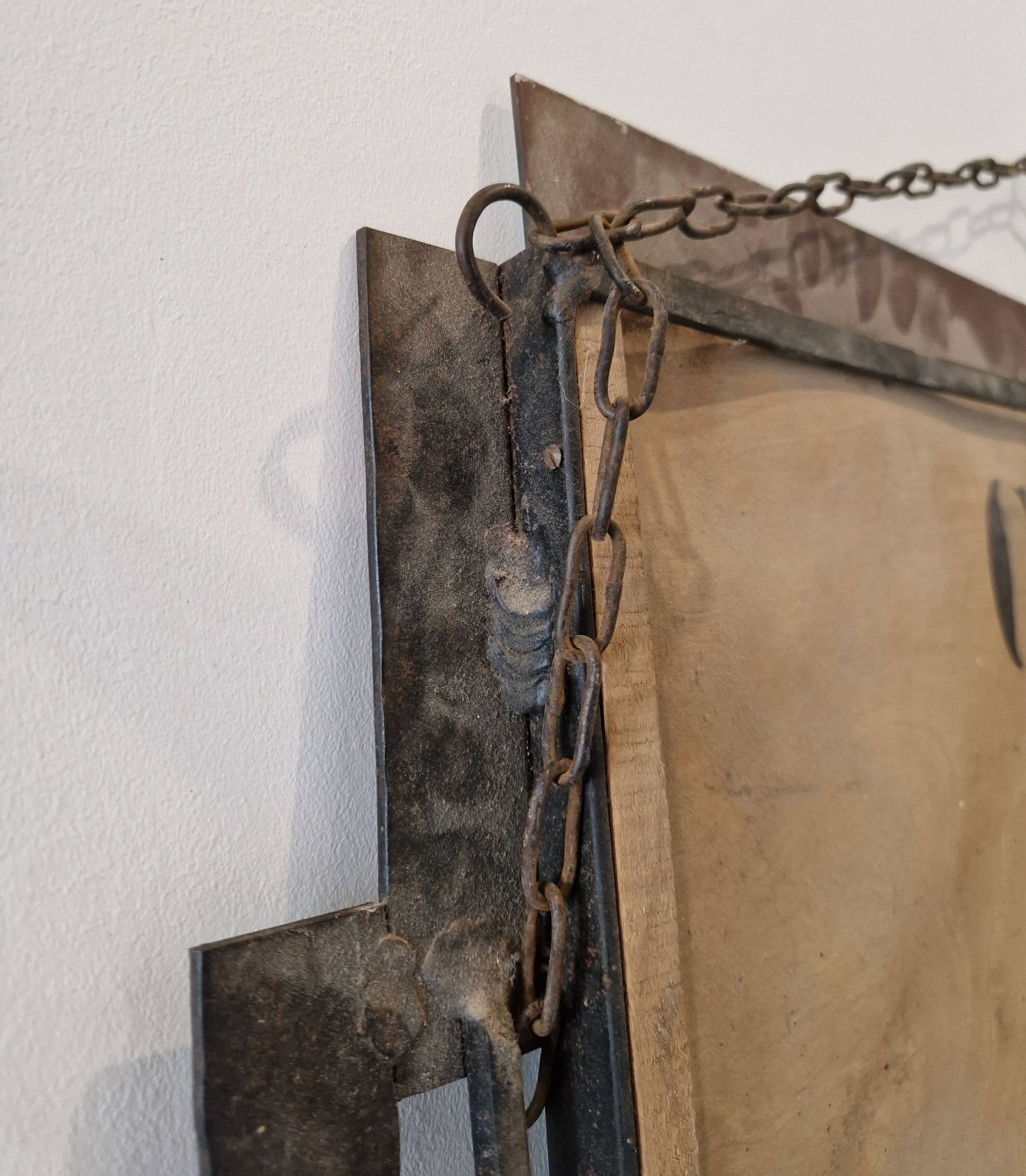 Antique beveled wrought iron mirror circa 1930