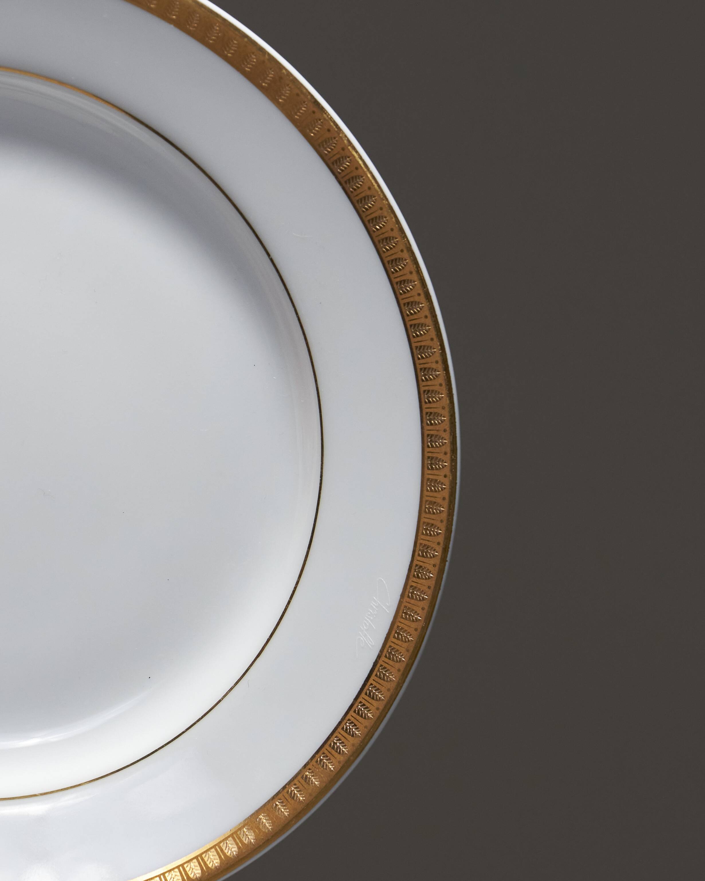 Set of 10 porcelain dessert plates, christofle, 1960s