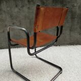 Fauteuil vintage en cuir et acier tubulaire, 1960