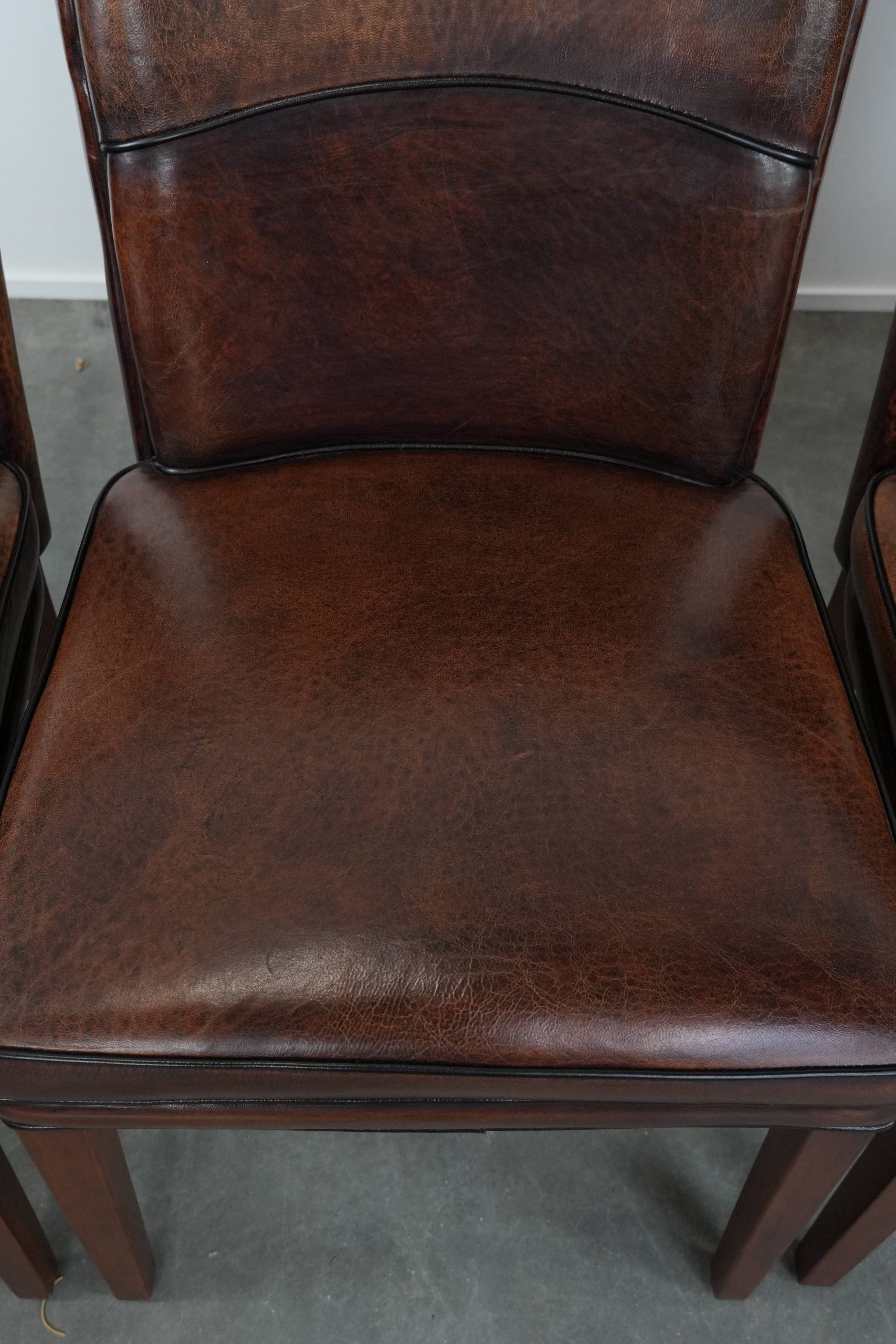 Set of 4 beautiful sheepskin dining chairs with character