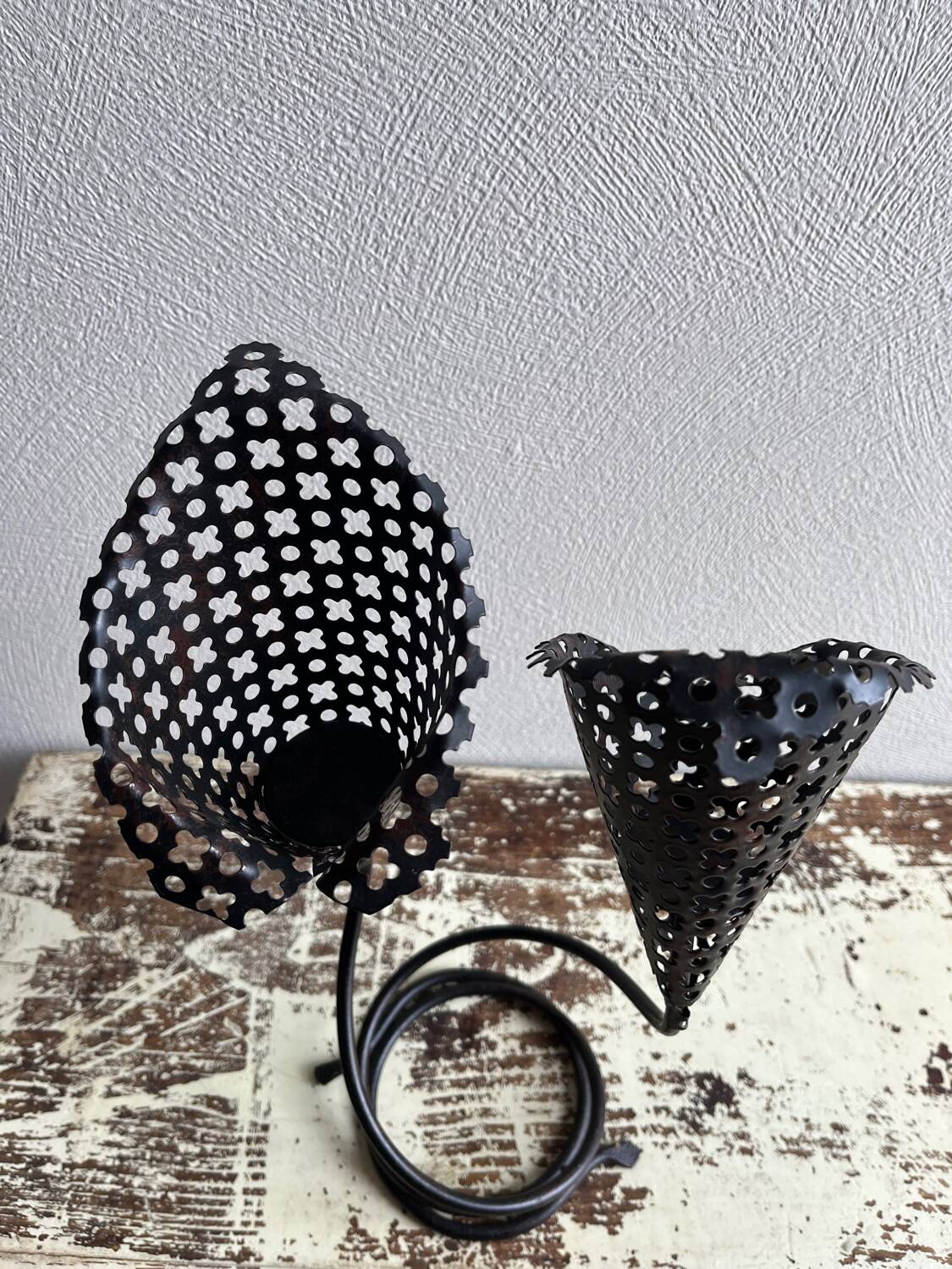 Perforated metal tealight candle holder