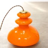 Mid-Century Italian Orange Glass & Brass Pendant Lamp, 60s