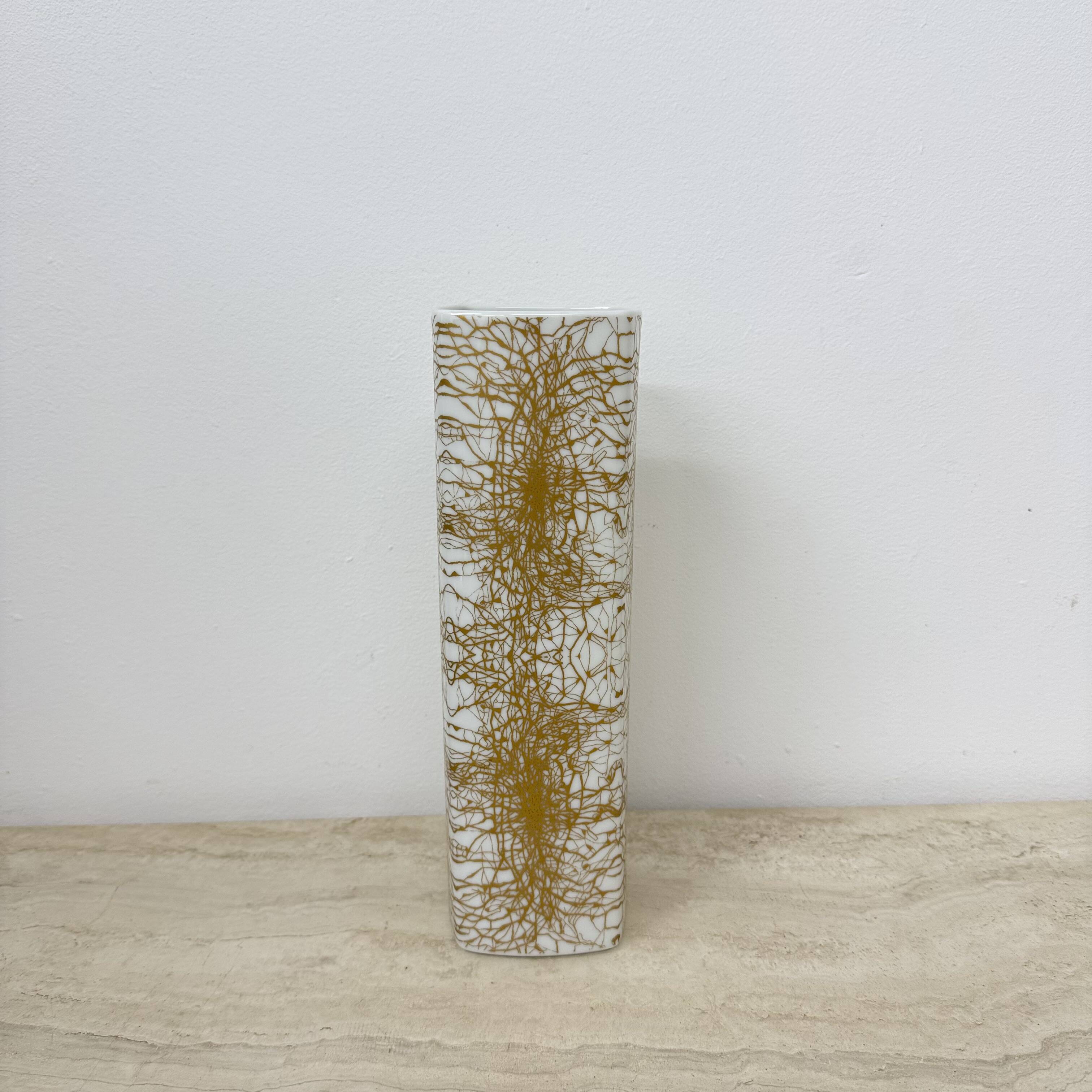 Art Porcelain Abstract Gold Pattern Vase van Heinrich & Co Selb Bavaria, Du