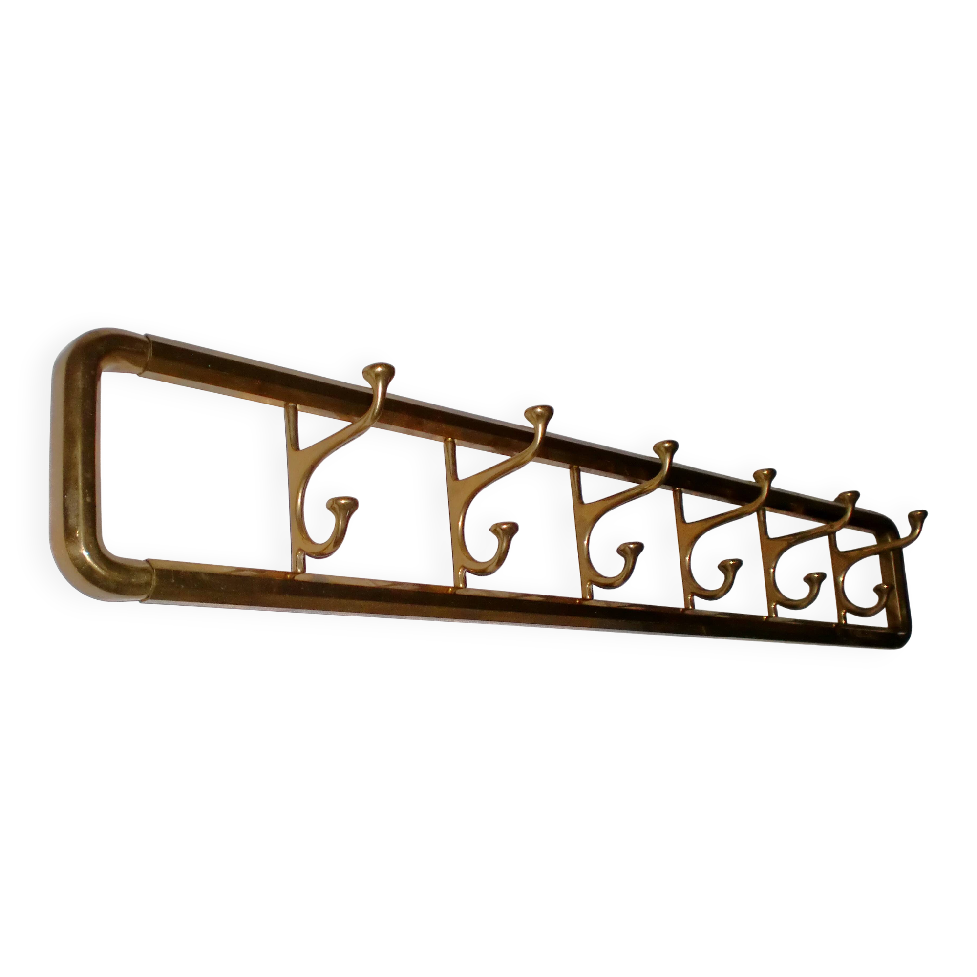 Art-Deco brass Coat Rack & one Hanger, France, 1940s