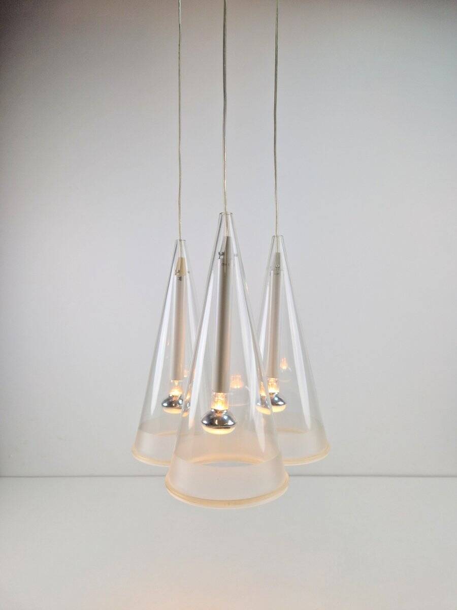 Italian Glass Fucsia 3 Pendant Lamp by Achille Castiglioni for Flos
