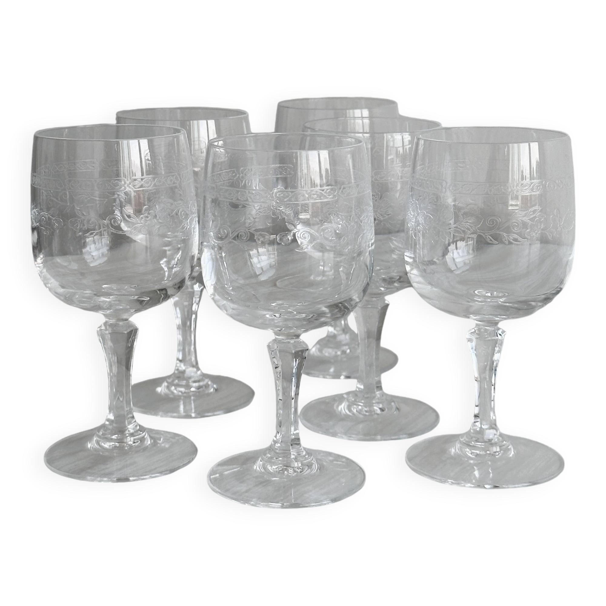 Set of 6 chiseled crystal digestive glasses