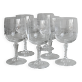Set of 6 chiseled crystal digestive glasses