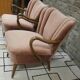 Pair of pink velvet cocktail armchairs 1960
