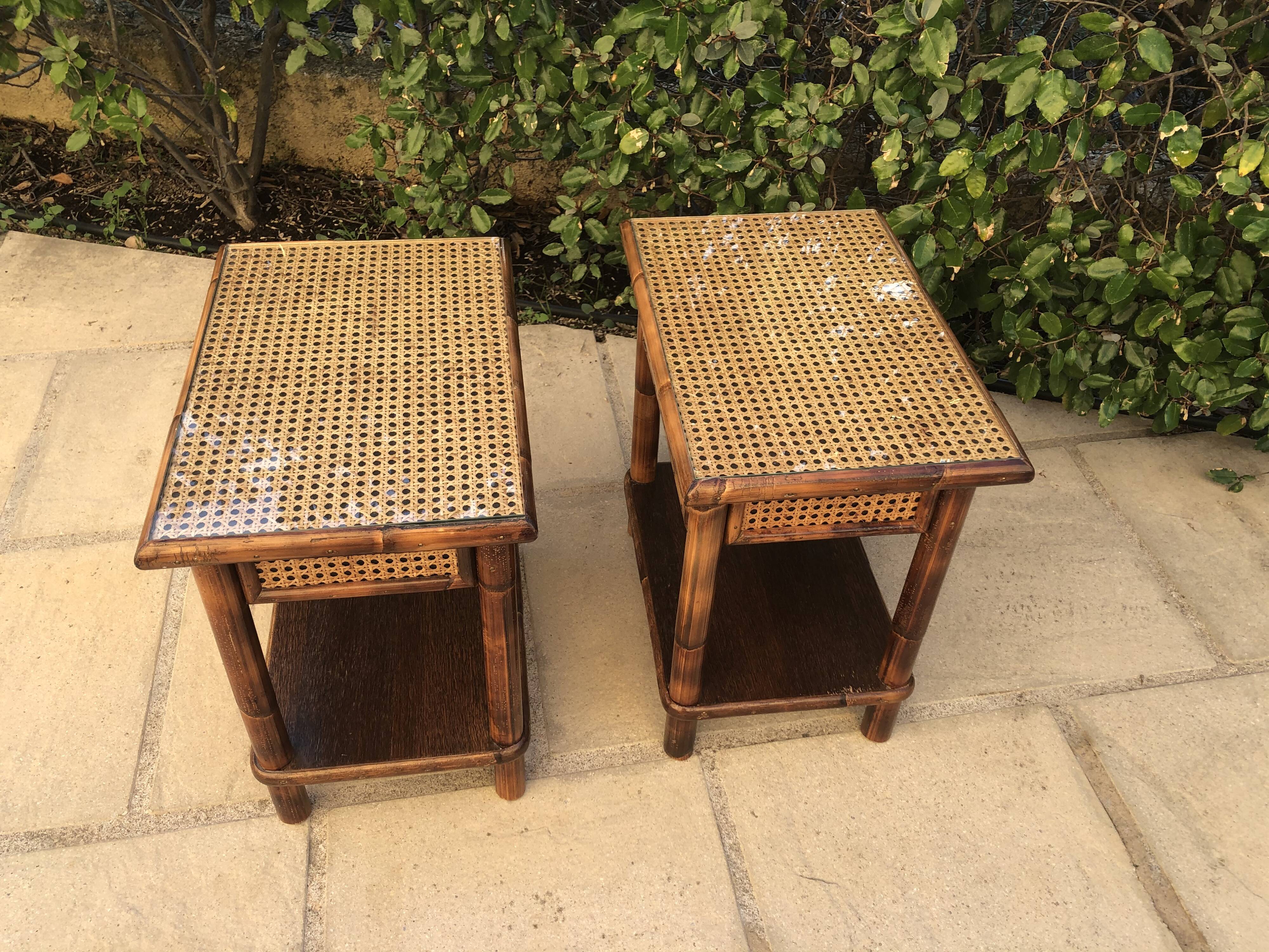 Pair of bedsides wood and canning