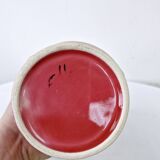Small old raspberry pink enameled ceramic vase 1940s