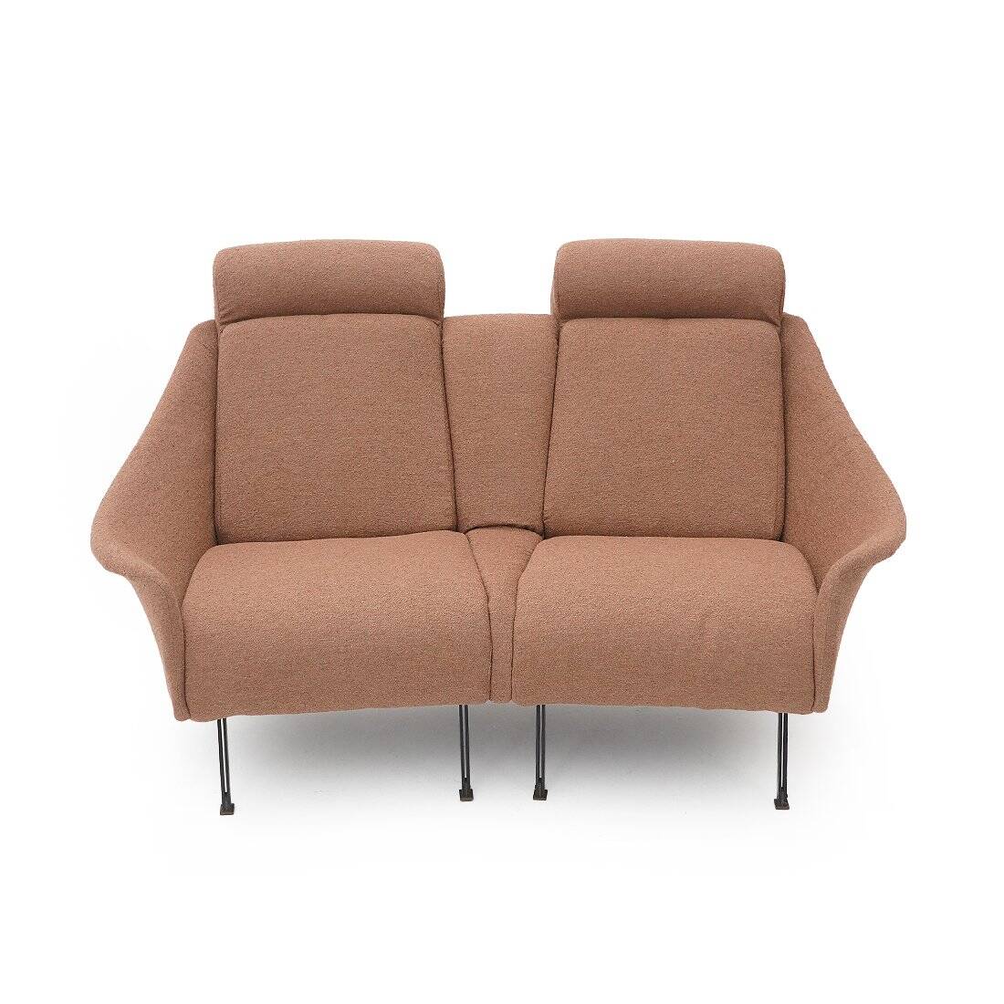 Two-seater canapé in hazelnut boucle, 1950s.