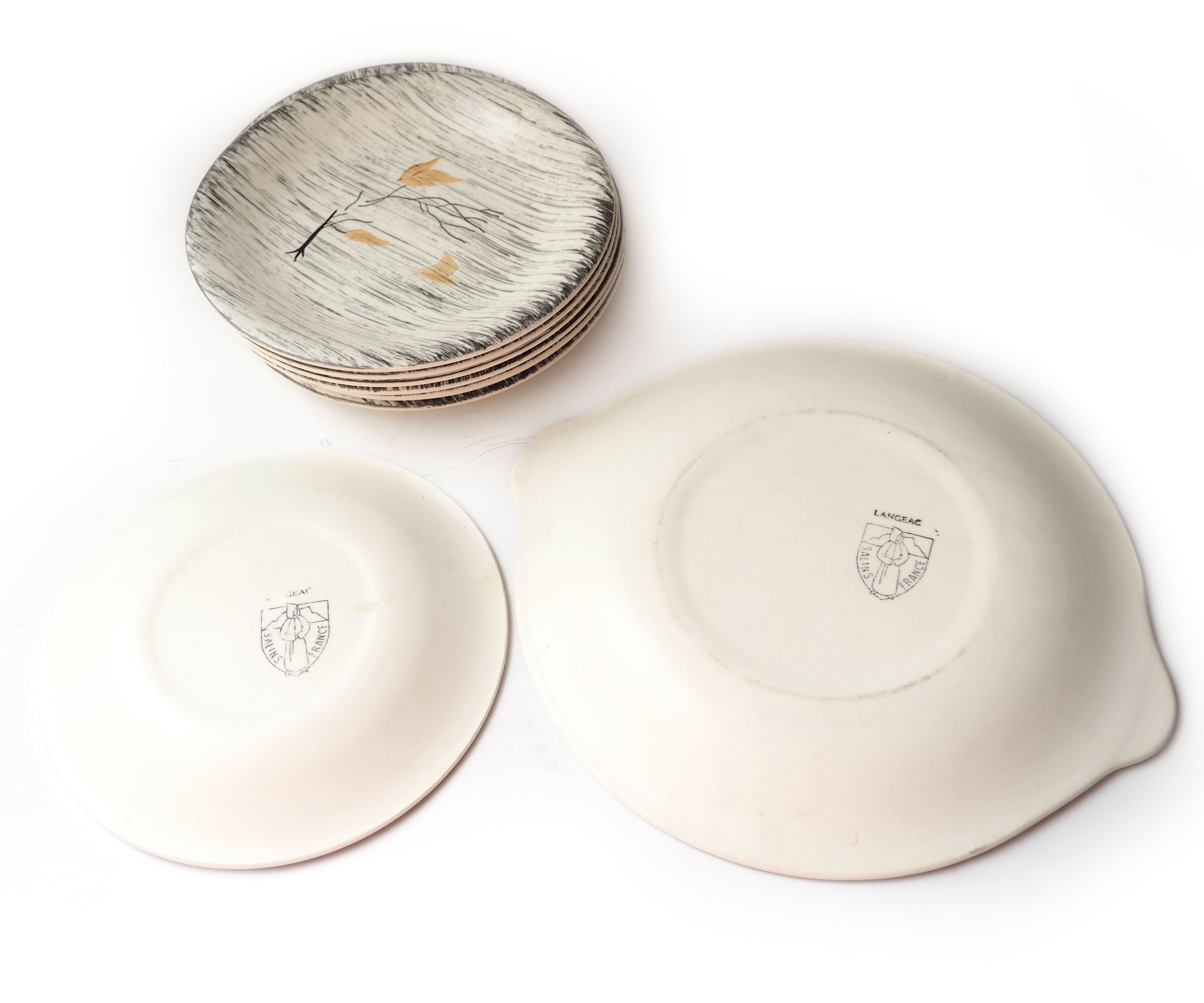 Set of 8 Langeac plates and dish