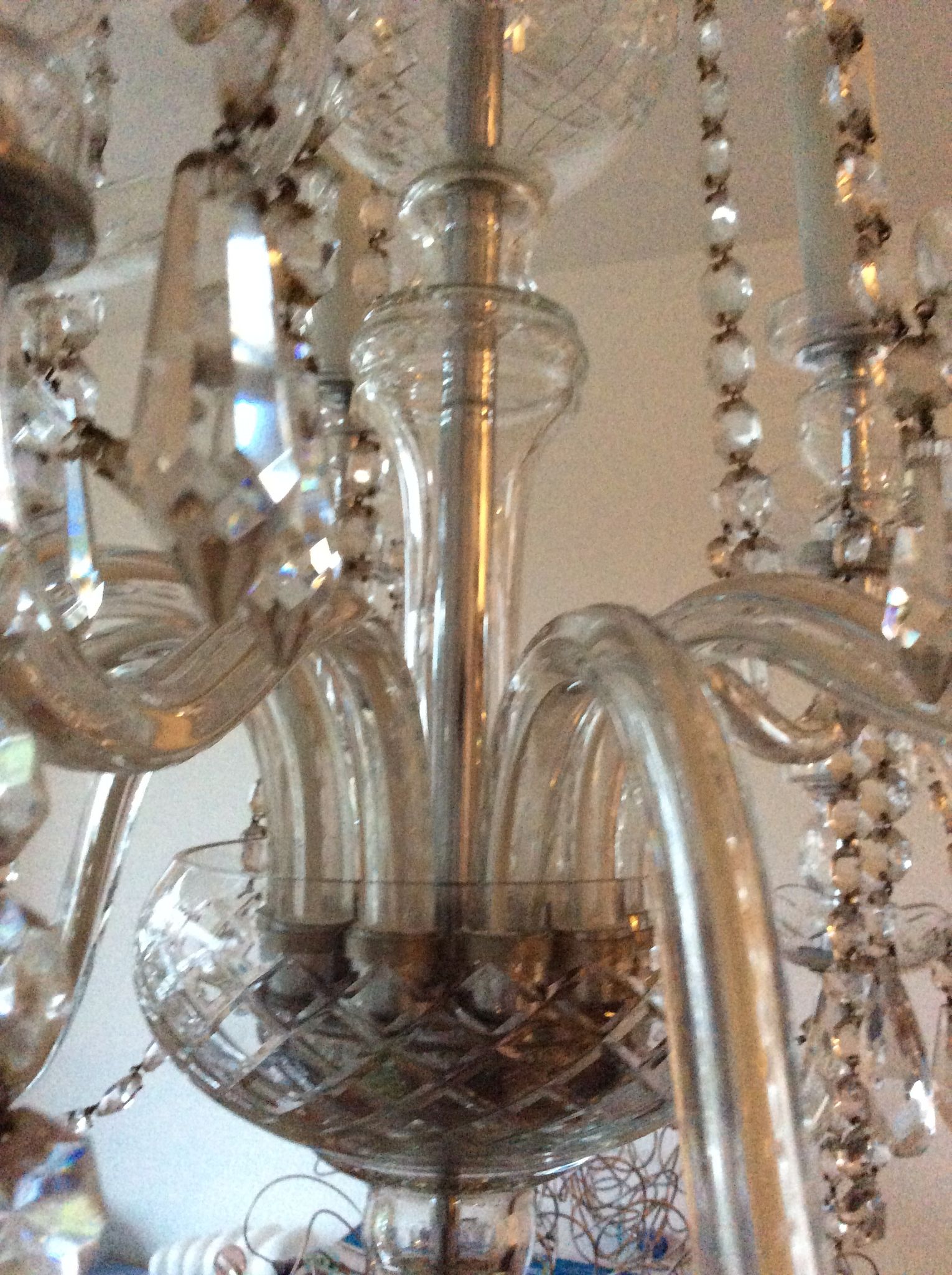 Old bohemian crystal chandelier for Deknudt