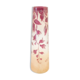 Legras vase ruby in frosted glass degagé with art nouveau acid