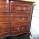 Crossbow commode in solid cherry wood, Louis XV style with marble top.