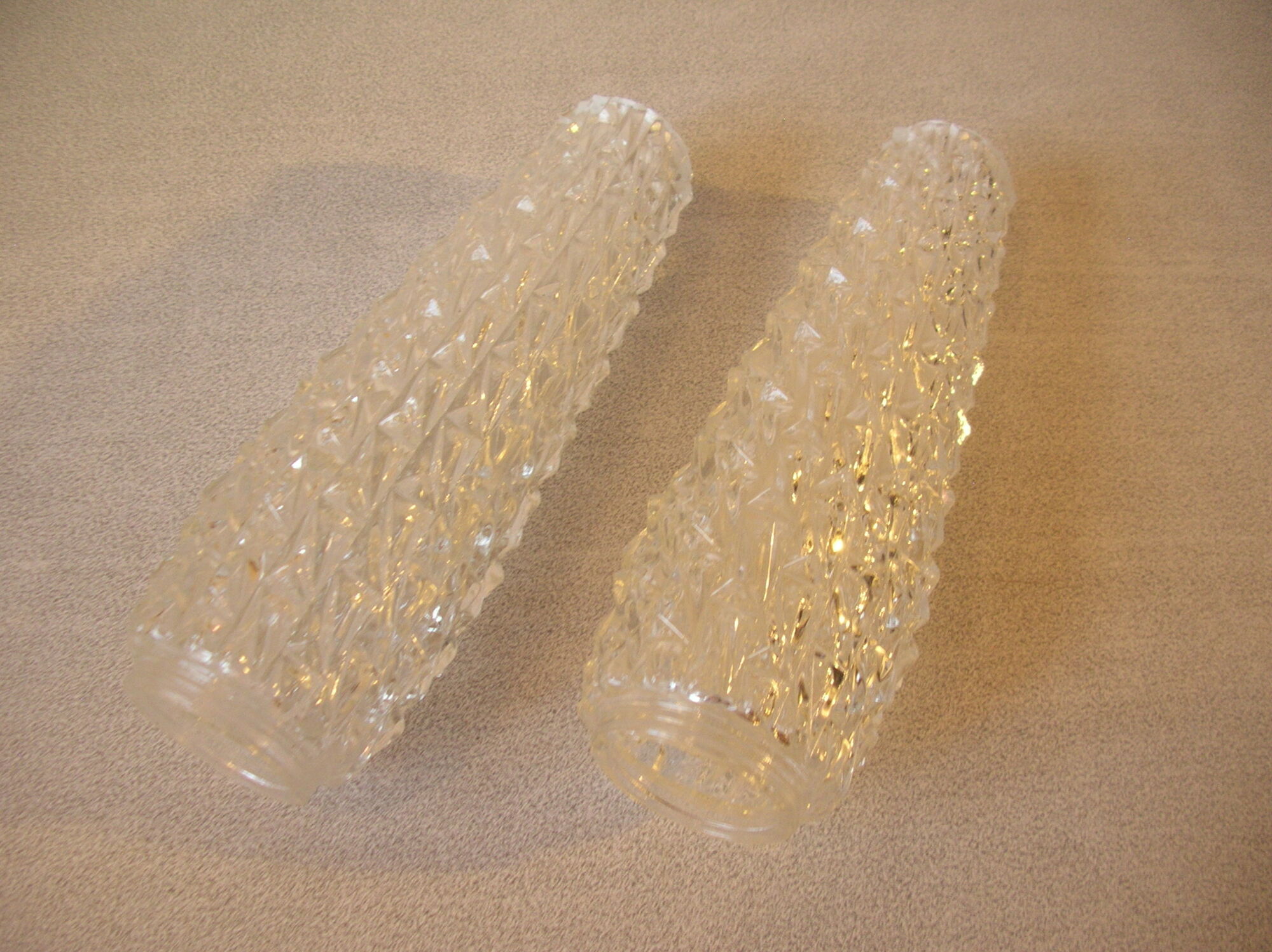 Set of 2 old conical globes glass lampshade 1950s/60s chandelier lamp
