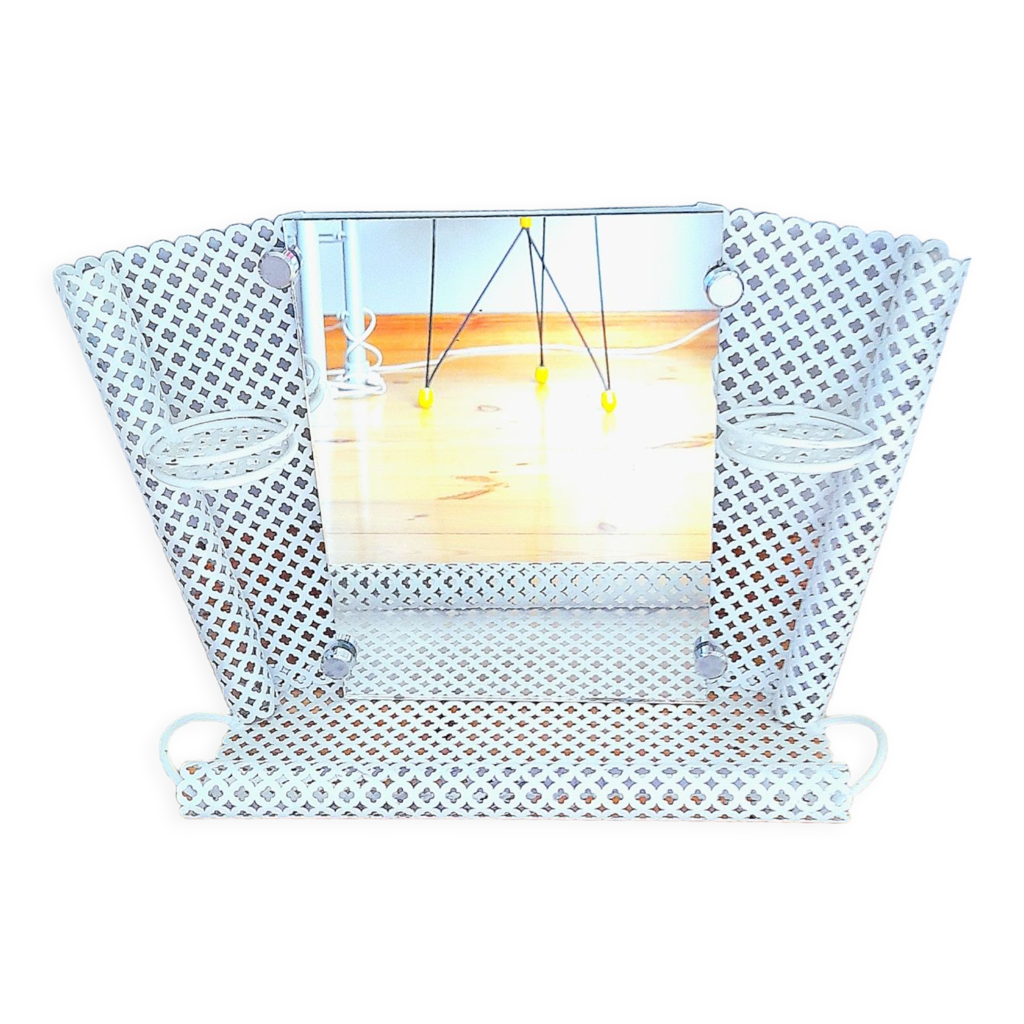 Perforated sheet metal bathroom shelf