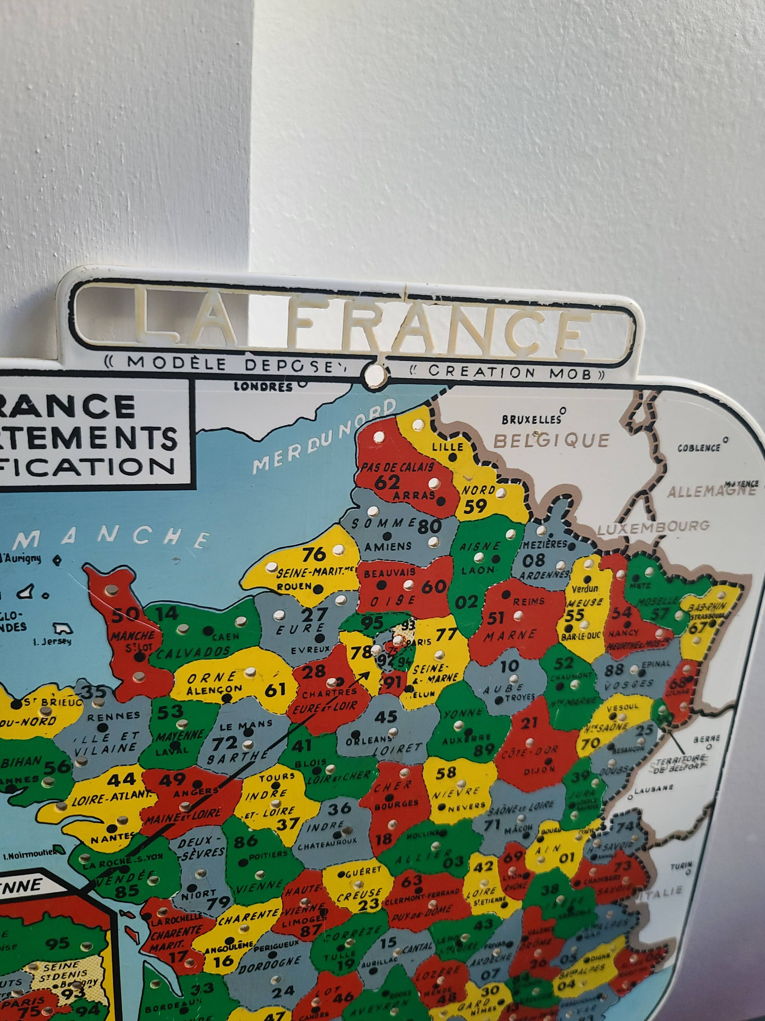 Vintage educational game: France's departments codification Mob