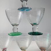 Colored glass stemmed bowls