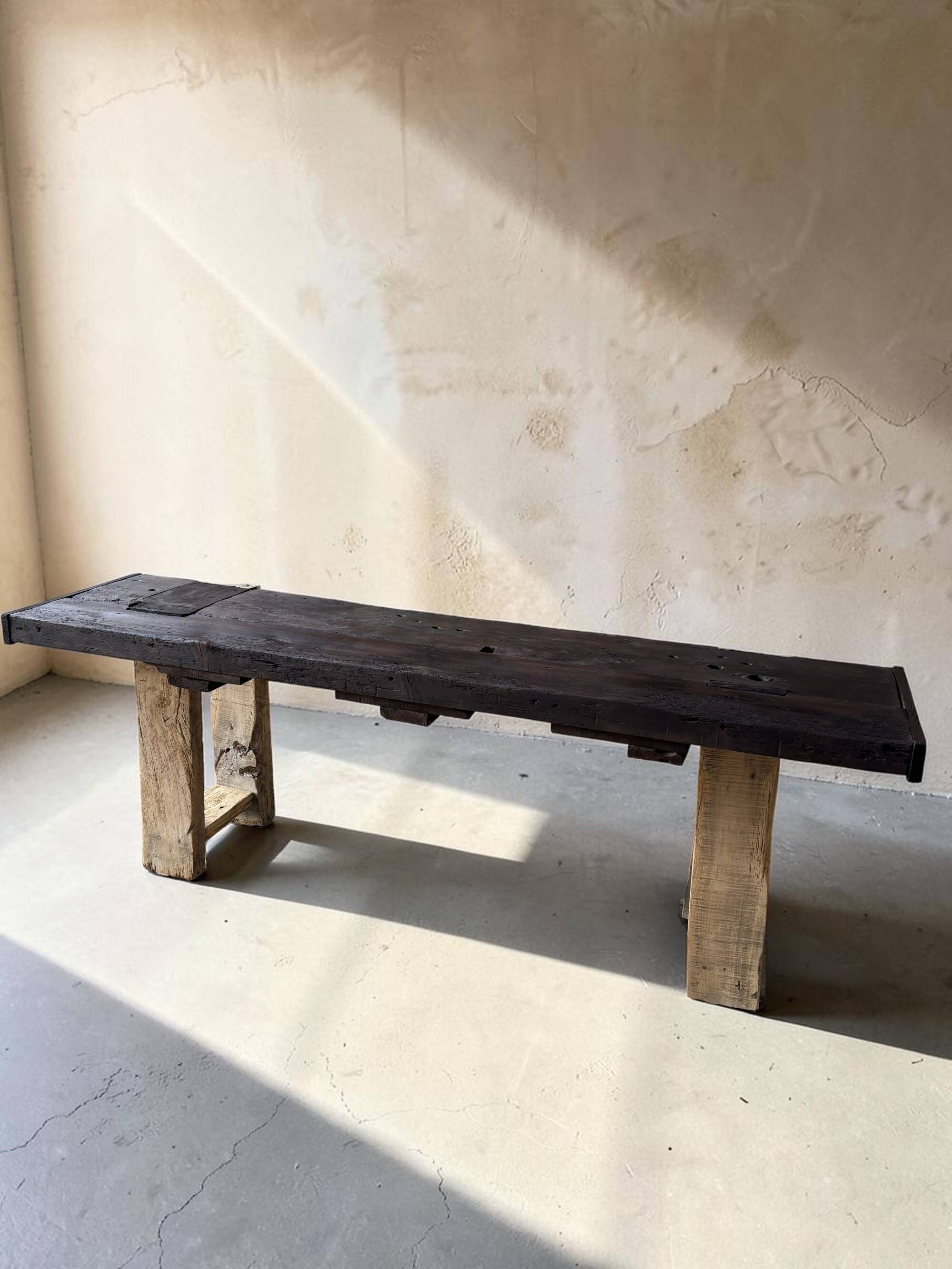 Restored antique solid oak workbench — XXL Console