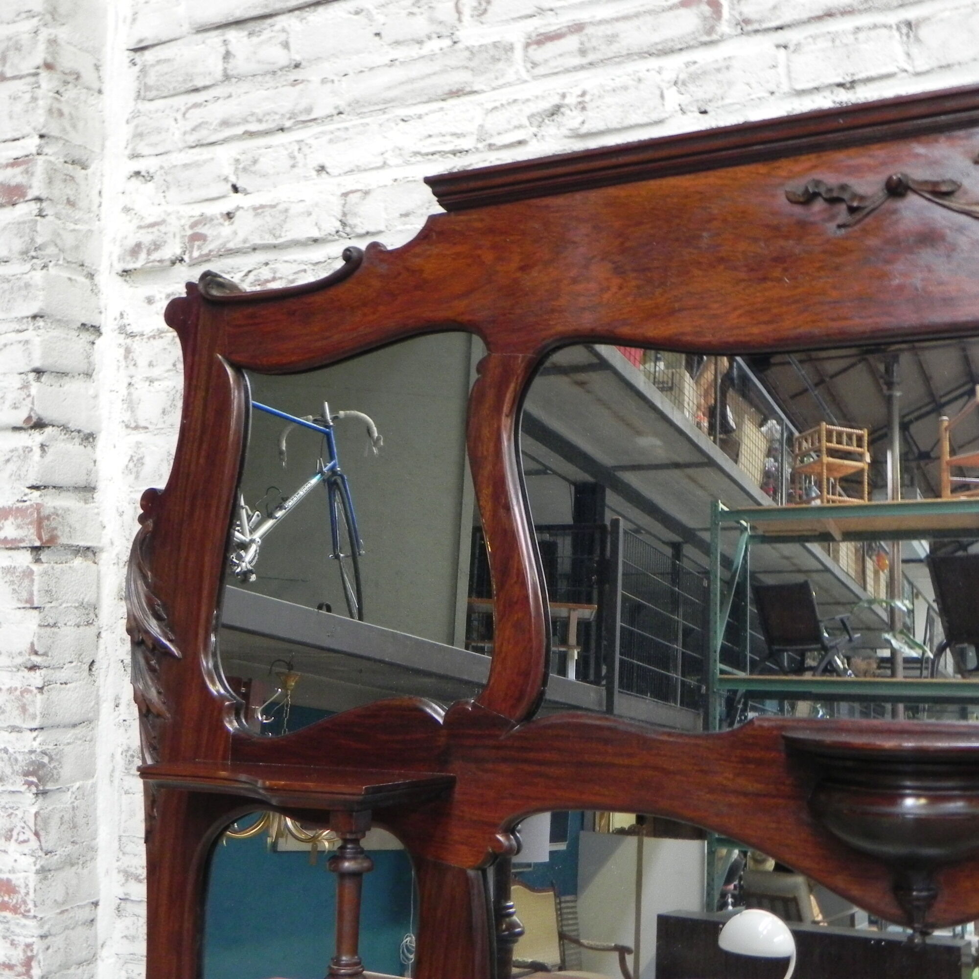 Large mahogany Art Nouveau mirror 178x220cm
