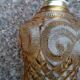 Vintage molded globe pendant lamp in yellow glass
