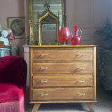 Vintage chest of drawers oak compass feet