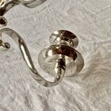 Antique large five-armed chrome-plated steel candlestick - 76cm
