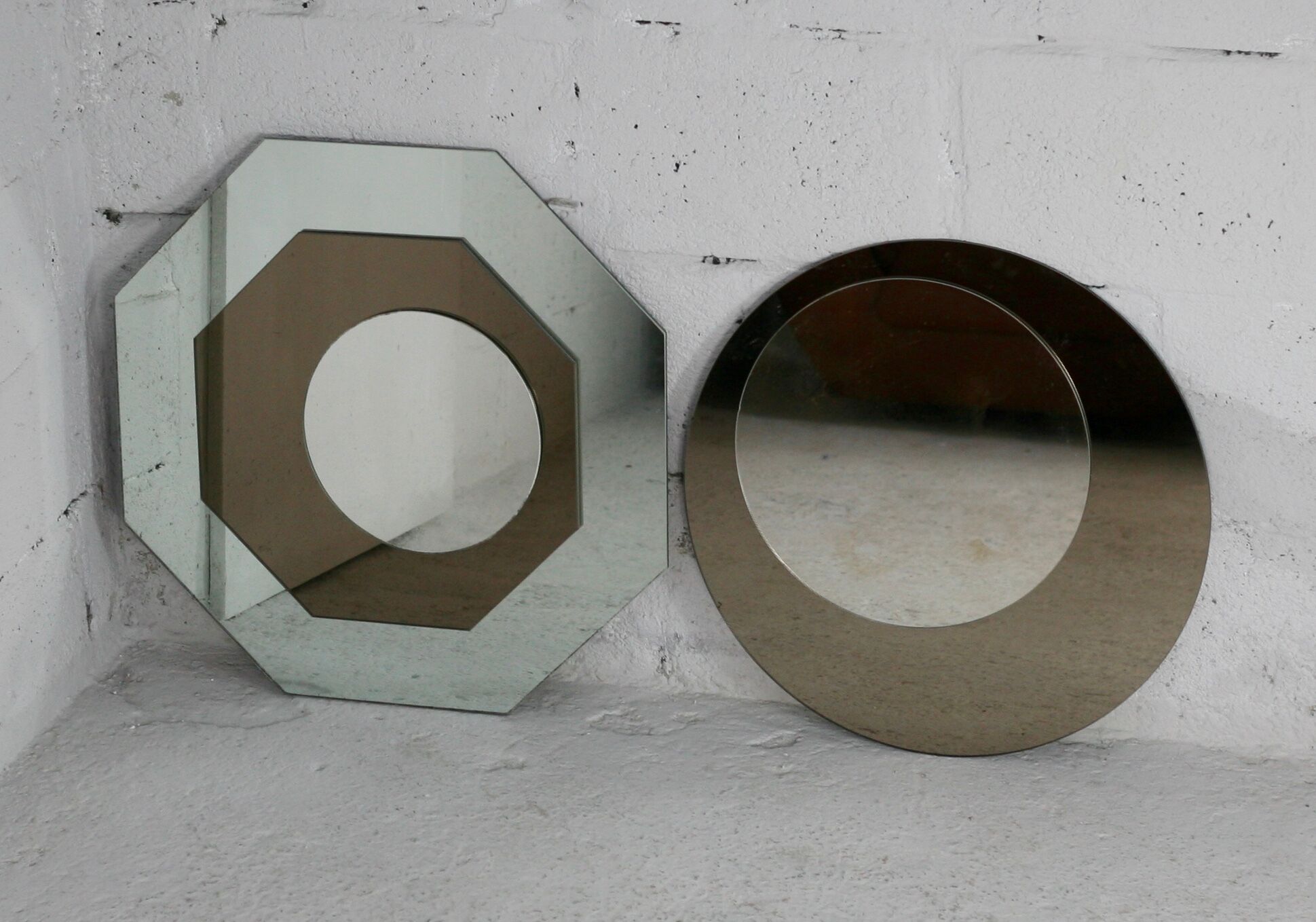 Pair of "kinetic" mirrors, France, circa 1970
